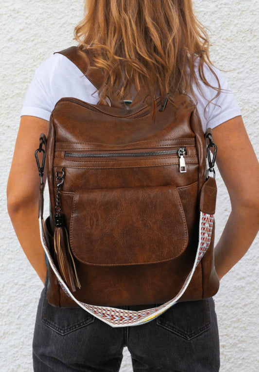 *free ship today* Dark Chocolate PU Leather Backpack