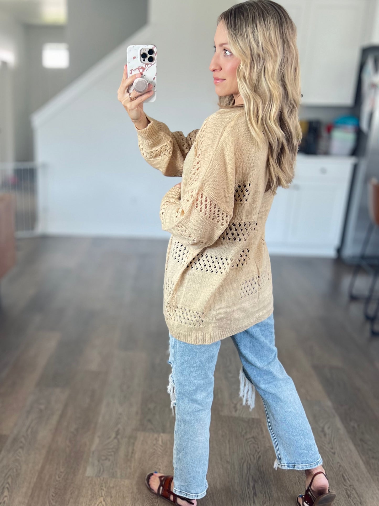 Openwork Long Sleeve Cardigan