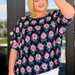 Essential Blouse in Navy and Pink Daisies