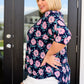 Essential Blouse in Navy and Pink Daisies