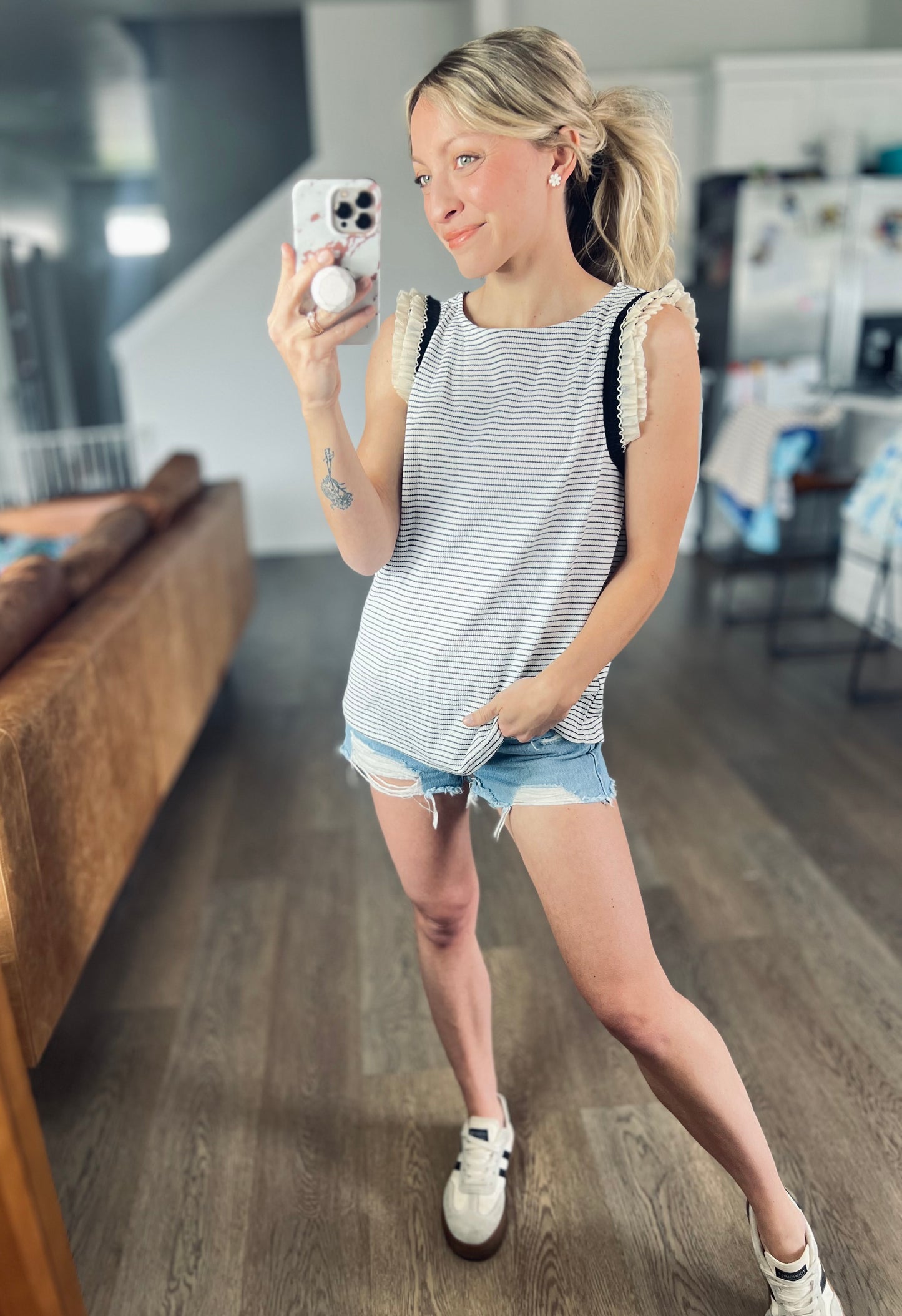 SHIPS FREE TODAY // Chelsea Ruffle Stripe Tank