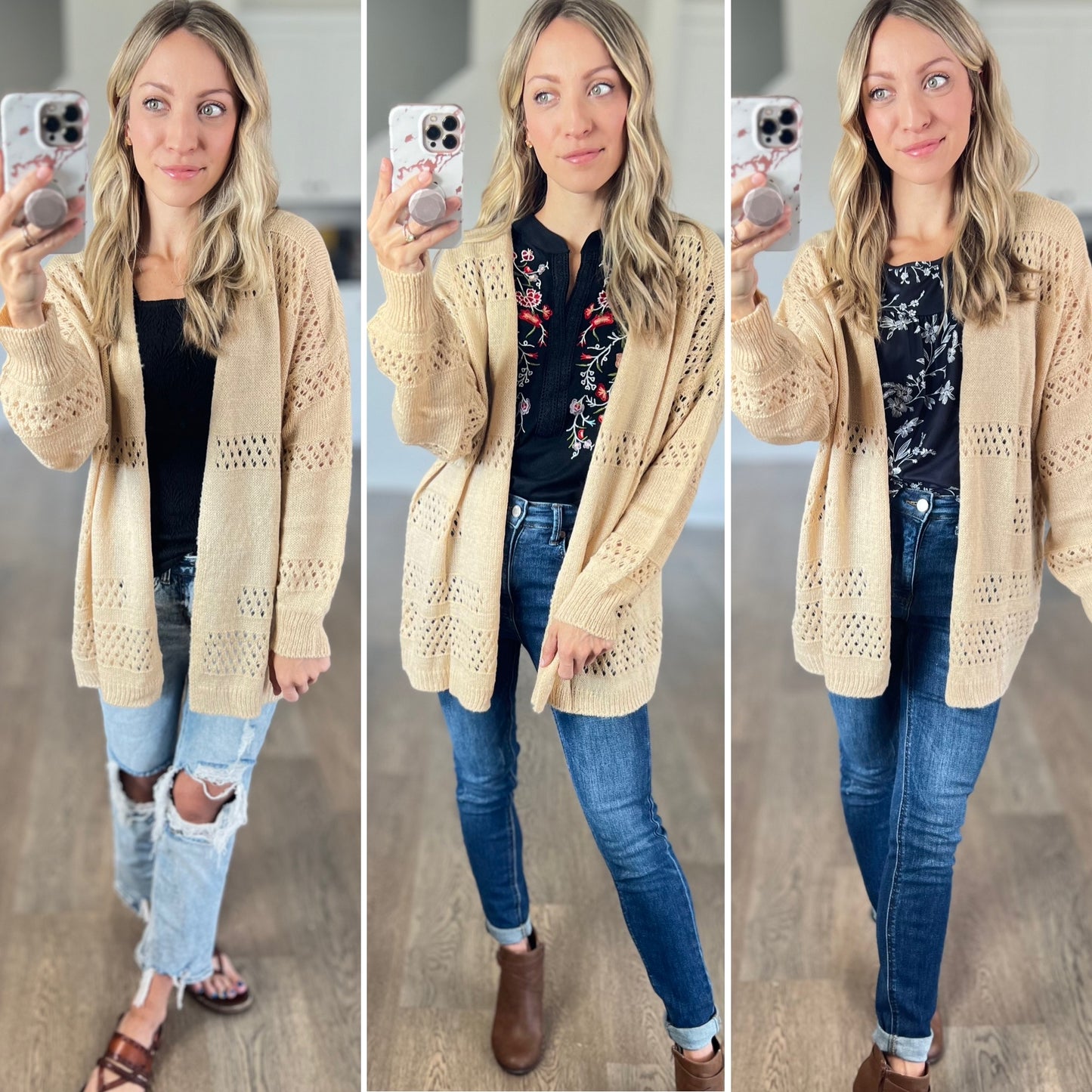 Openwork Long Sleeve Cardigan