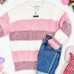 IN STOCK Cozy Block Sweater - Pink Stripes