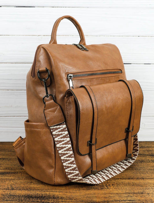 *free ship today* Brown PU Leather Backpack