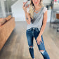 Lace Cross Front Top in Grey