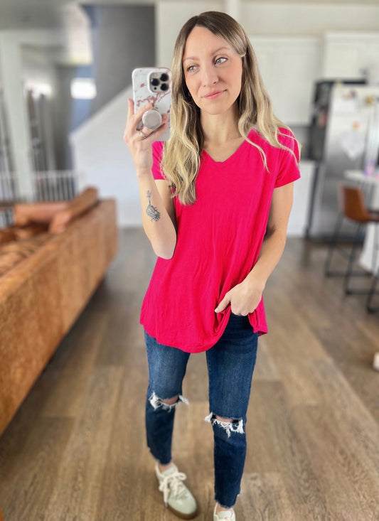 *free ship today* Effortless Short Sleeve Tee in Ruby