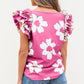 Flower Power Ruffle Sleeve Top