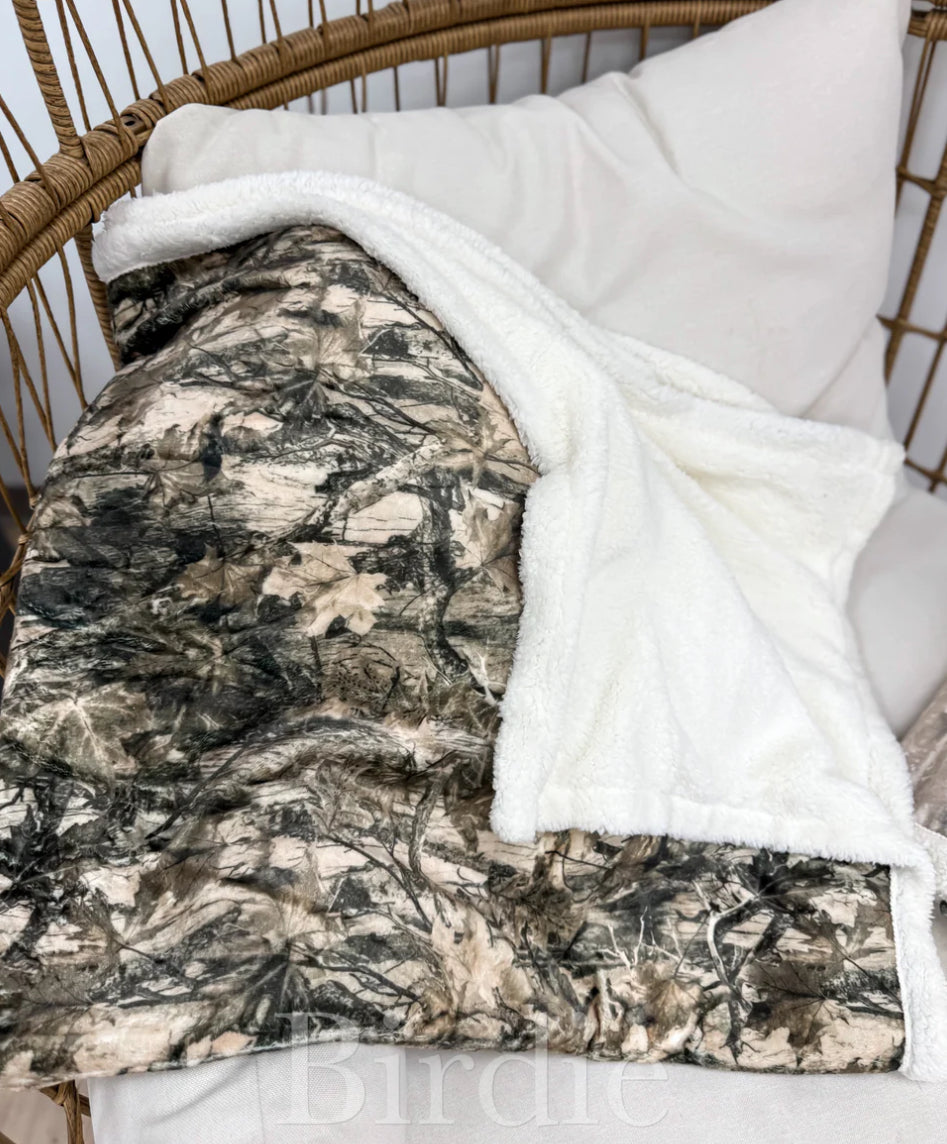 Dark Camo Plush Blanket Preorder // eta October