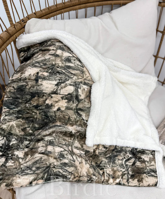 Dark Camo Plush Blanket Preorder // eta October