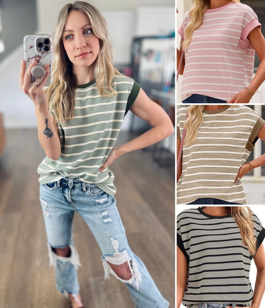 First On My List Stripe Top