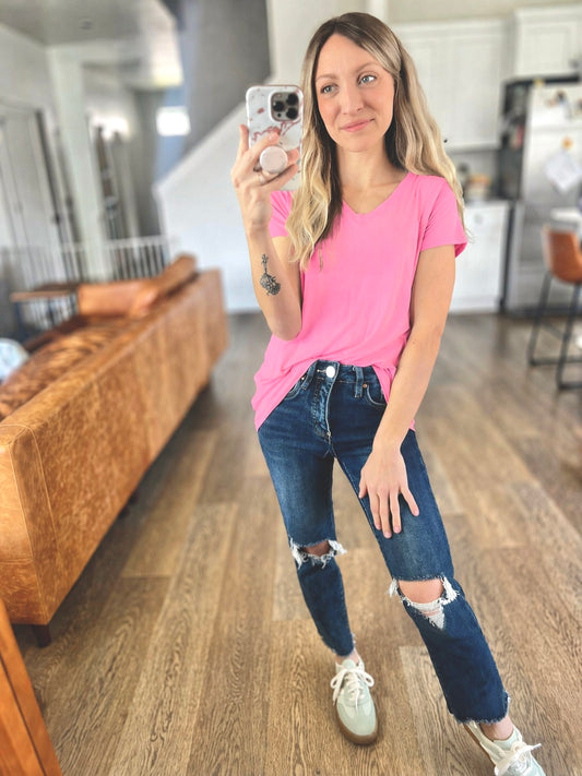 *free ship today* Effortless Short Sleeve Tee in Candy Pink