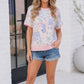 Floral Patchwork Short Sleeve Sweatshirt Top