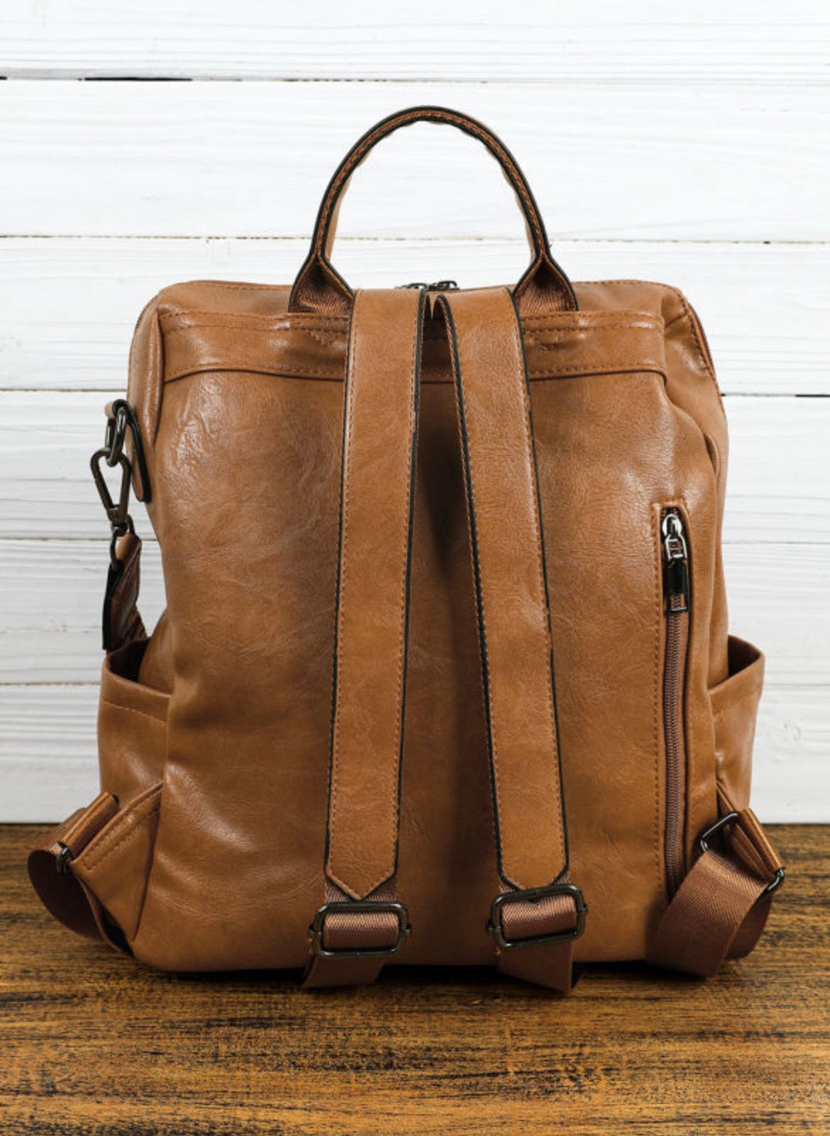 *free ship today* Brown PU Leather Backpack