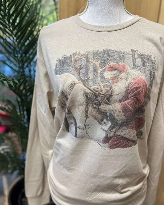 PREORDER: Santa & Reindeer Tee or Long Sleeve