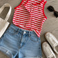 Classic Red Stripe Ribbed Tank