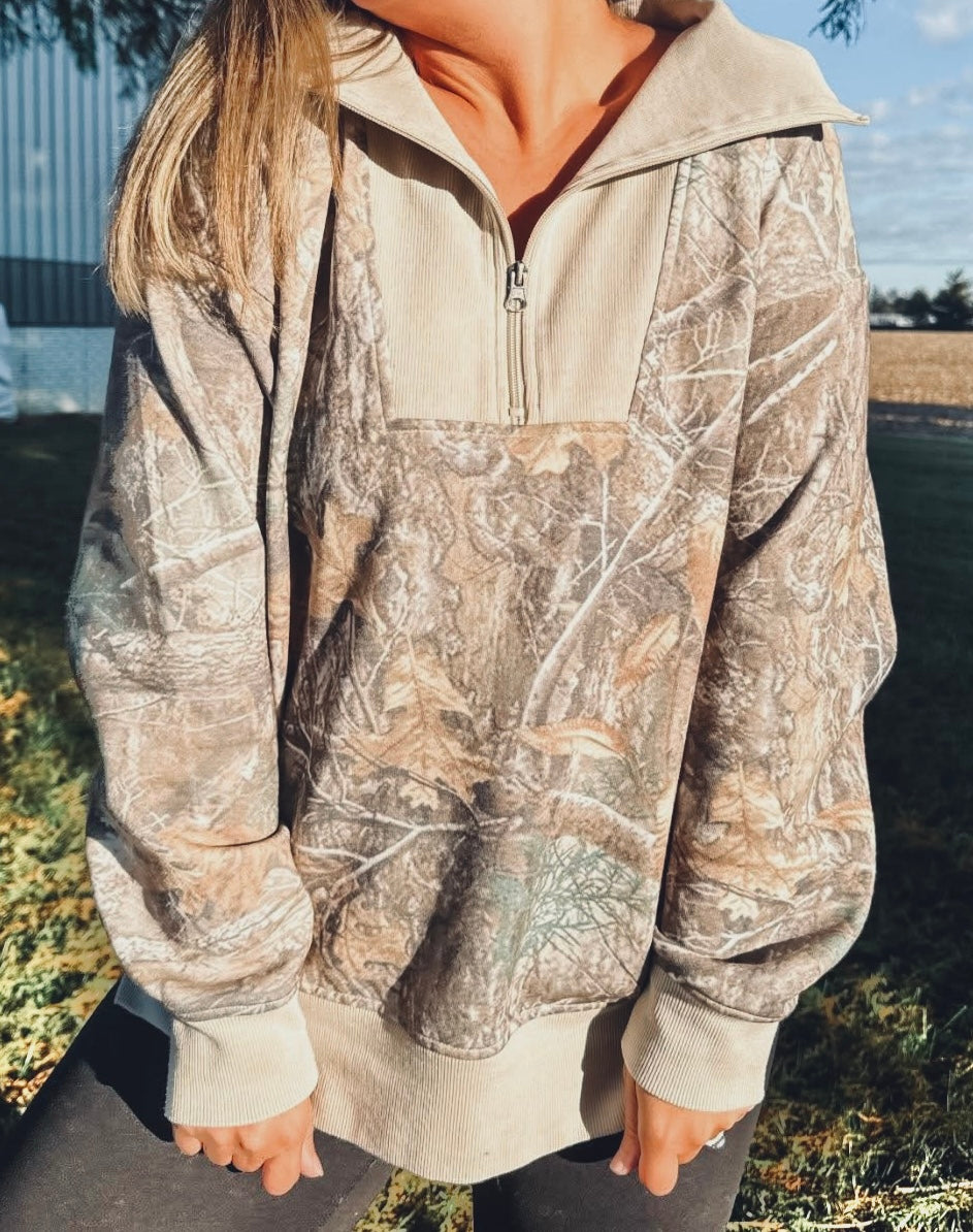 PREORDER: Wren 1/4 Zip Camo Pullover // eta Feb