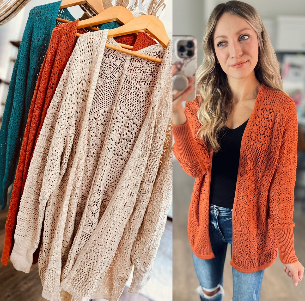 *free ship today* Halle Open Weave Cardigan