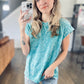 Teal Crinkle Washed Short Sleeve Tee