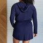 Daily Need Long Sleeve Hoodie Romper in Navy