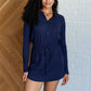 Daily Need Long Sleeve Hoodie Romper in Navy