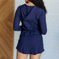 Daily Need Long Sleeve Hoodie Romper in Navy