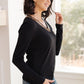 Glitter Lining Long Sleeve V-Neck Top