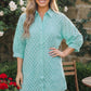 Mint Eyelet Button Front Shirt Dress