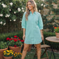 Mint Eyelet Button Front Shirt Dress
