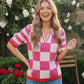 I'll Drive the Golf Cart Checkered Knit Top