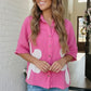 Big Bloom Button Down in Hot Pink