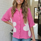 Big Bloom Button Down in Hot Pink