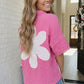 Big Bloom Button Down in Hot Pink