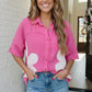 Big Bloom Button Down in Hot Pink