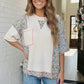 Floral Patchwork Waffle Knit Top