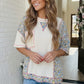 Floral Patchwork Waffle Knit Top