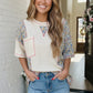 Floral Patchwork Waffle Knit Top