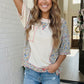 Floral Patchwork Waffle Knit Top