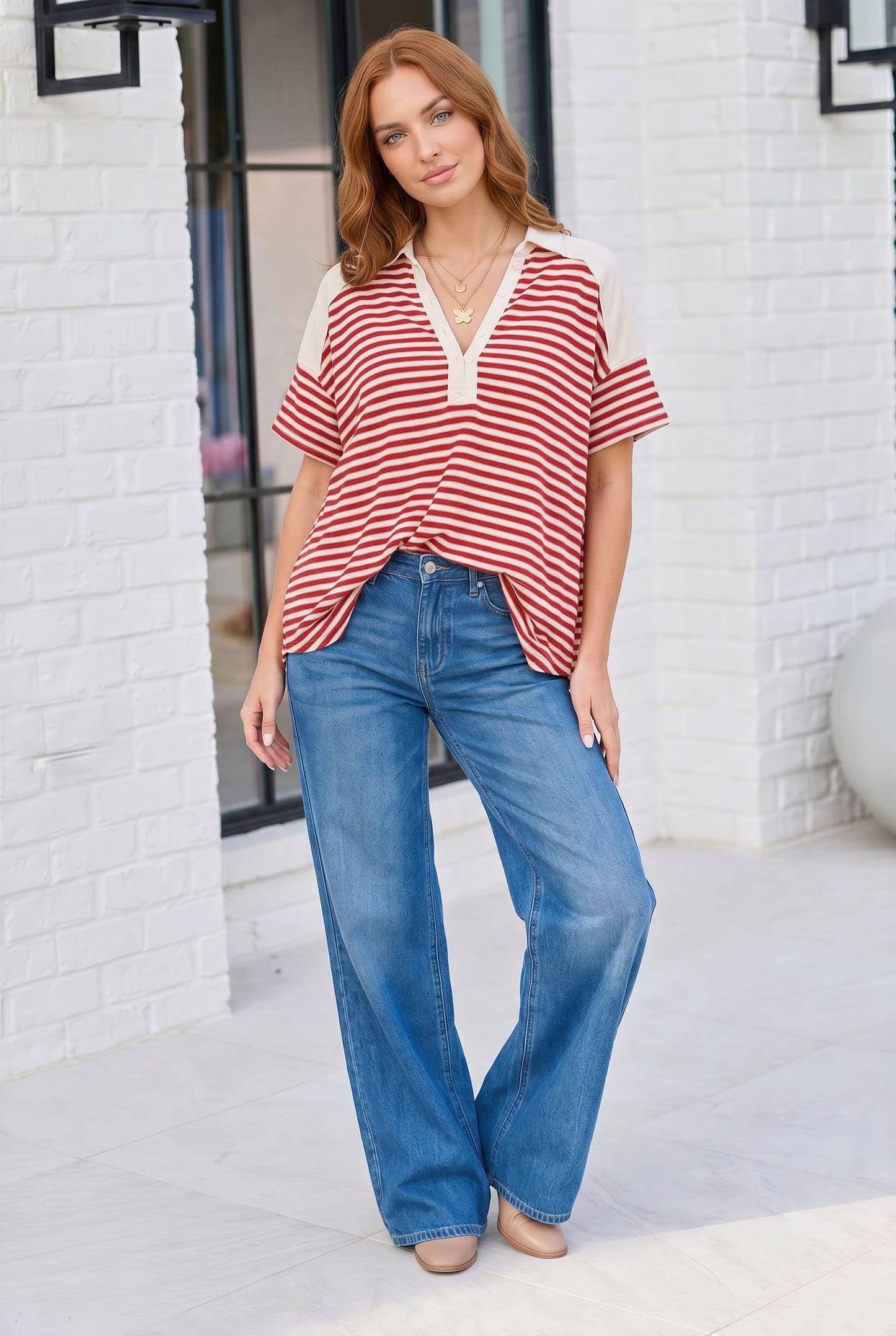 Oversized Stipe Color Block Top