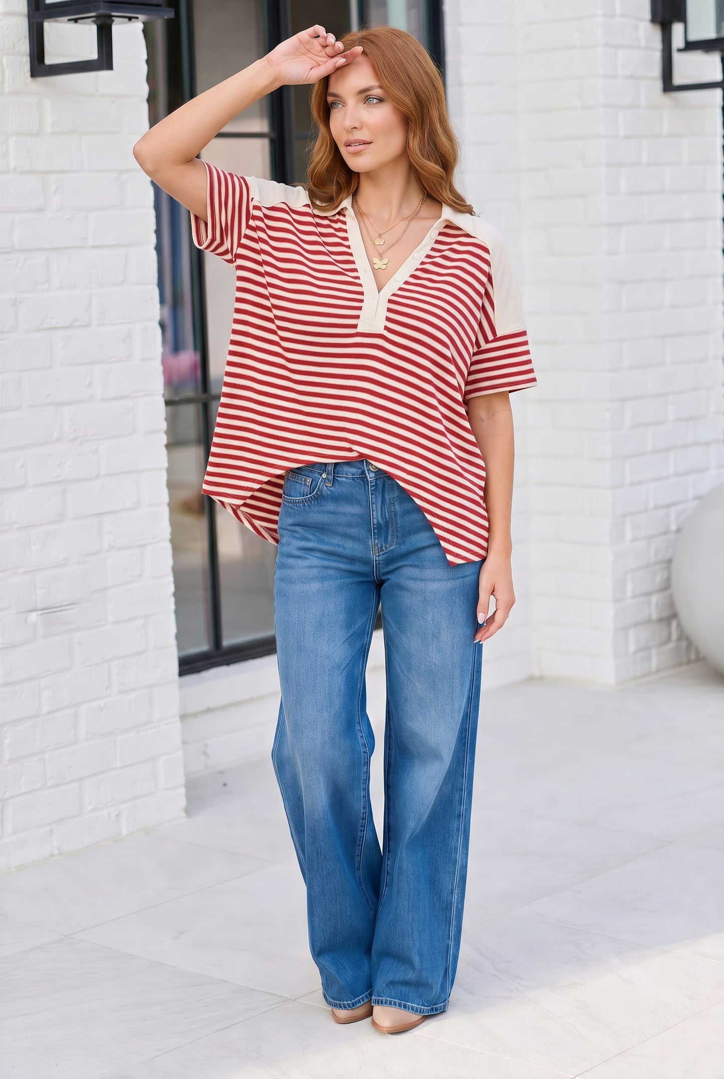 Oversized Stipe Color Block Top