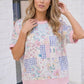 Floral Patchwork Short Sleeve Sweatshirt Top