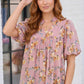 Blooming With Joy Rose Floral Puff Sleeve Top