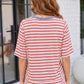 Retro Stripe Oversized Tee with Contrast Ribbed Neck