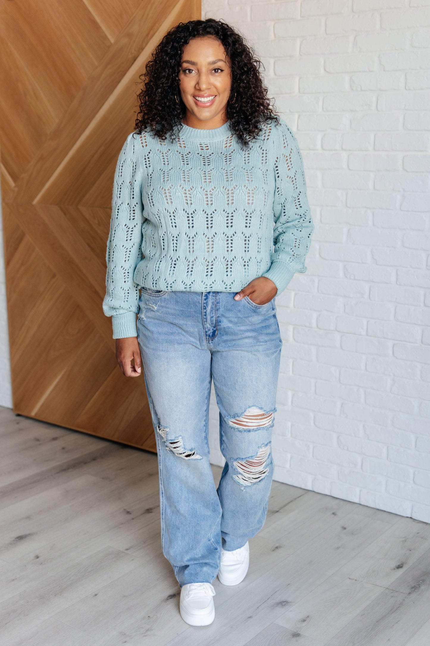 Katie Pointelle Knit Sweater