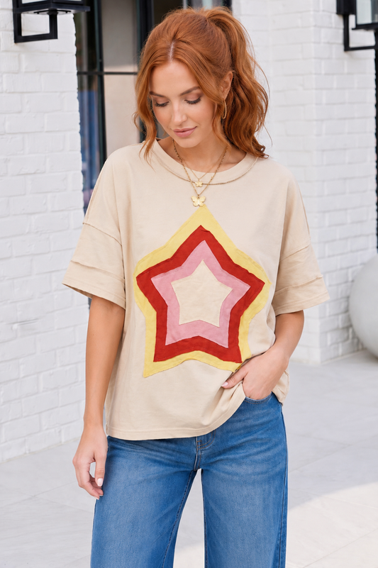 Retro Rainbow Star Oversized Tee