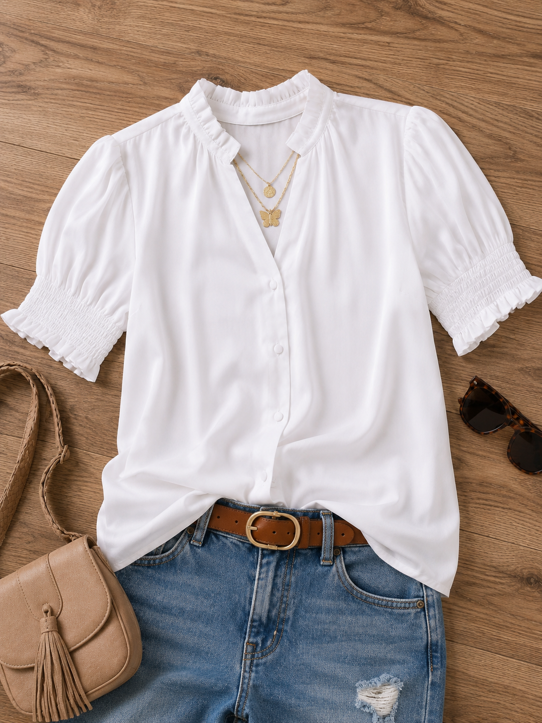 Perfectly Pretty White Button Up Blouse