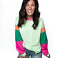 Blair Color Block Round Neck Long Sleeve Top