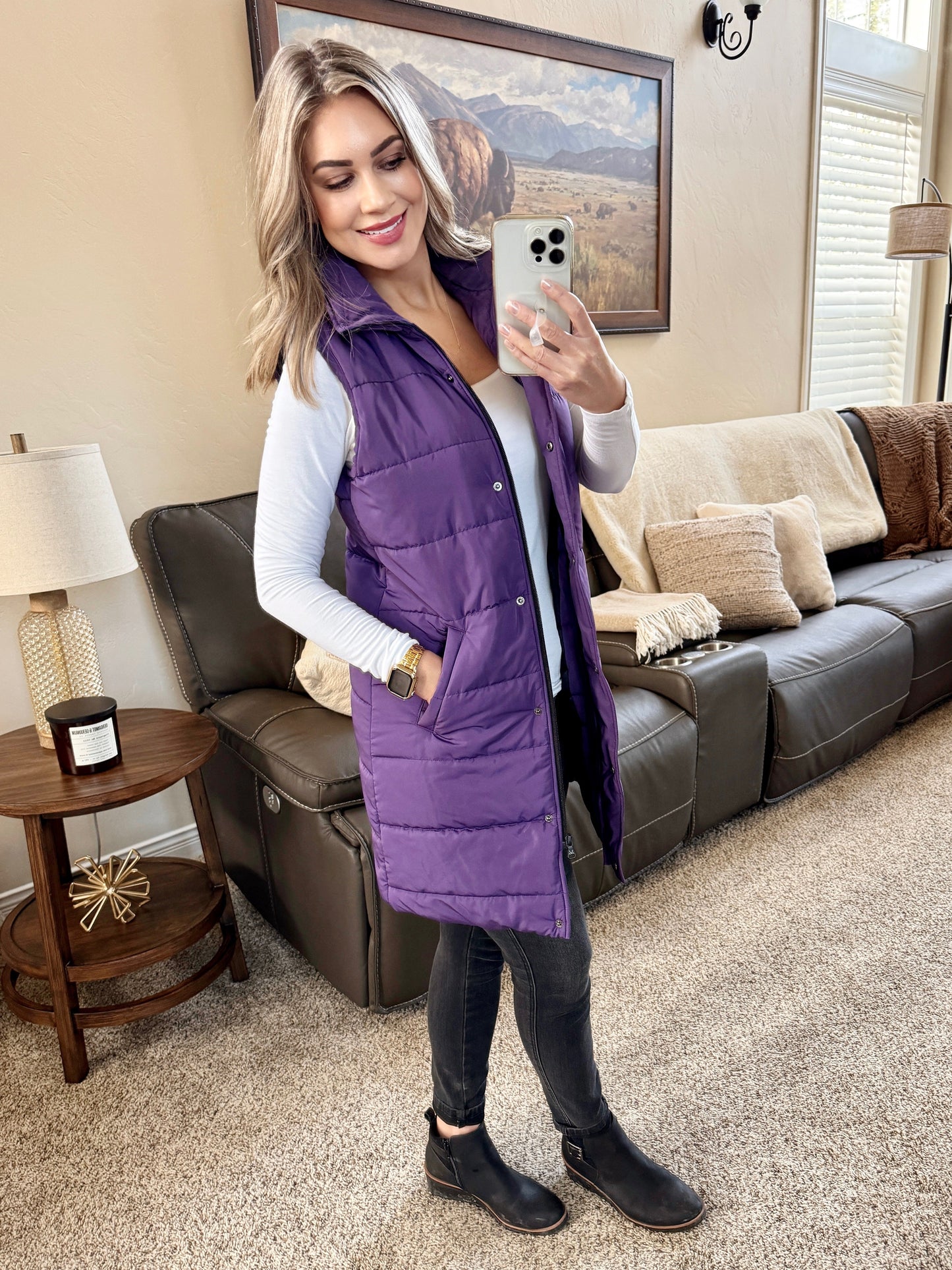 Harlow Long Vest - Purple