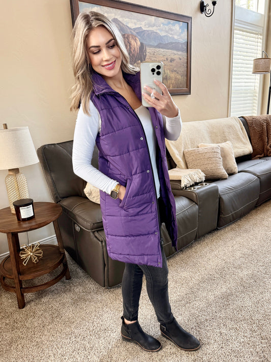 Harlow Long Vest - Purple