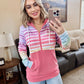 Classic Halfzip Hoodie - Rainbow Stripes and Sun Kissed Coral