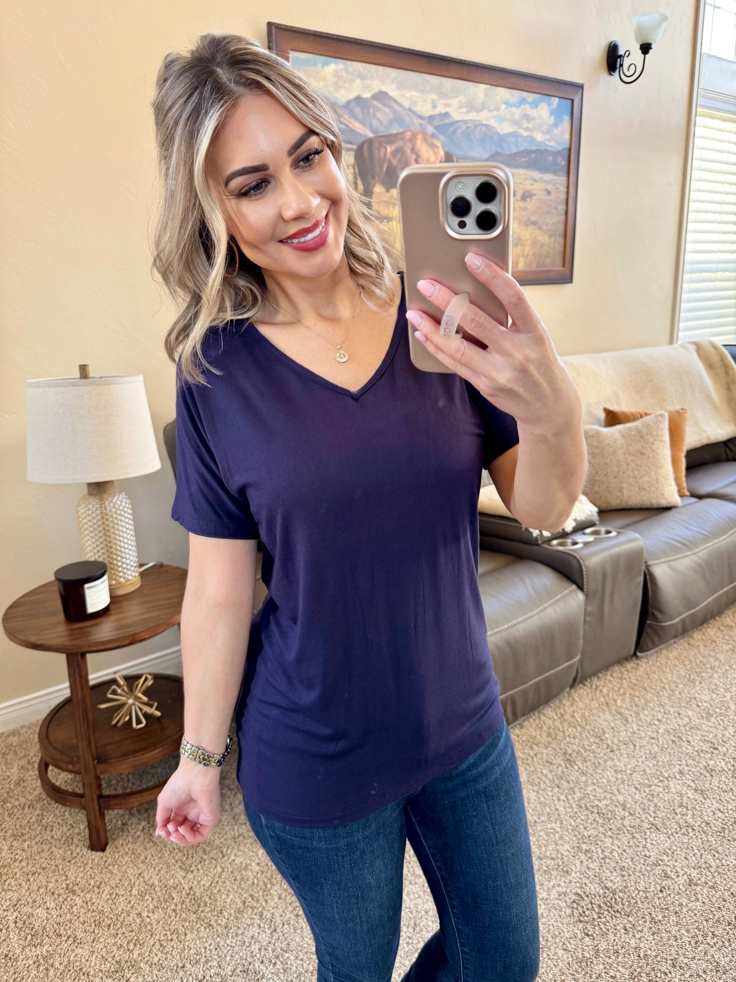 Chloe Cozy Tee - Navy